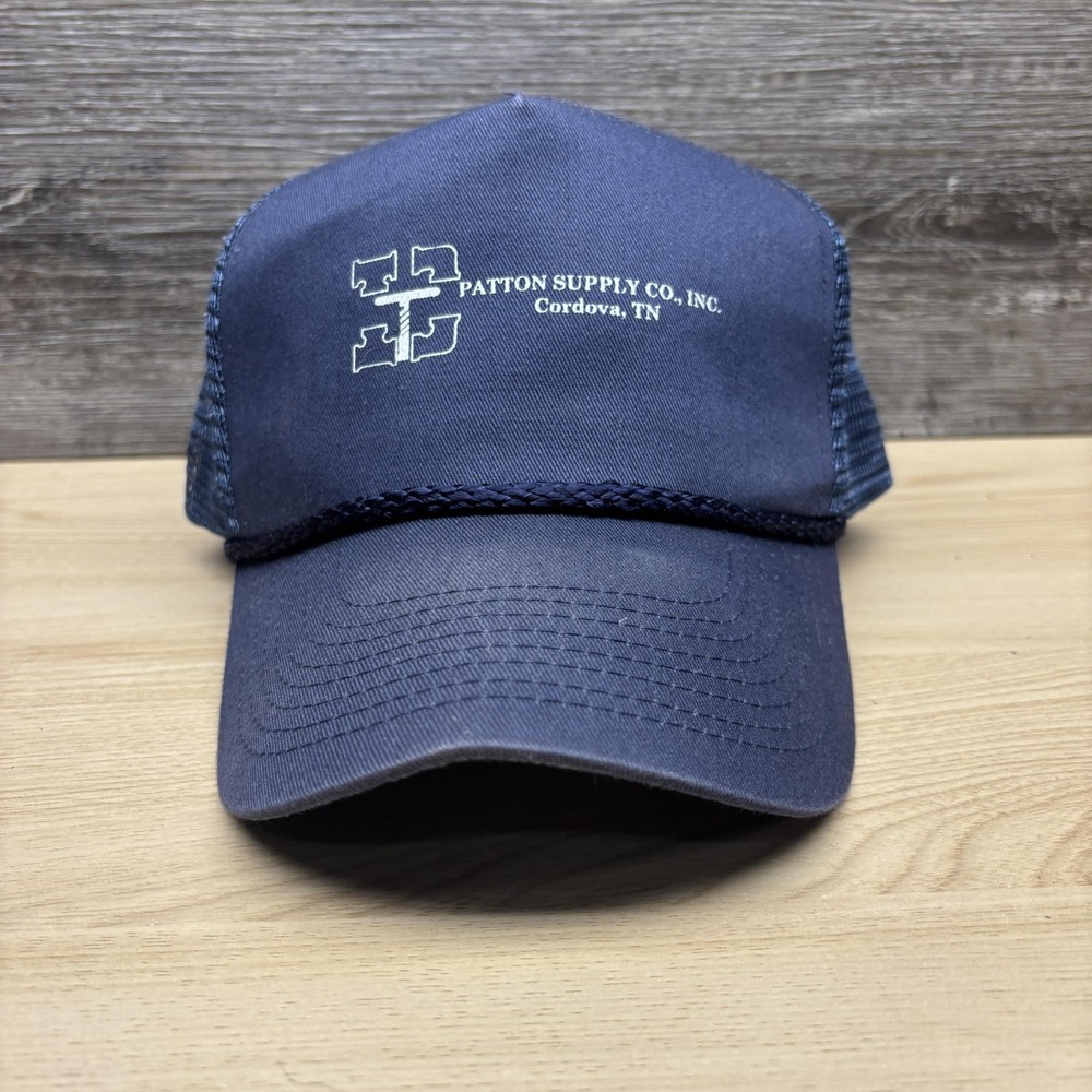 Patton Supply Co Hat Cap Snap Back Blue Mesh Trucker Advertising Mens